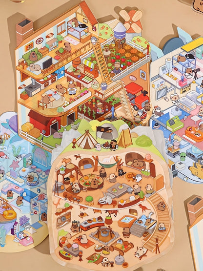 Capybara  Hangting Series DIY 3D Scene Stickers Miniature Scene #260