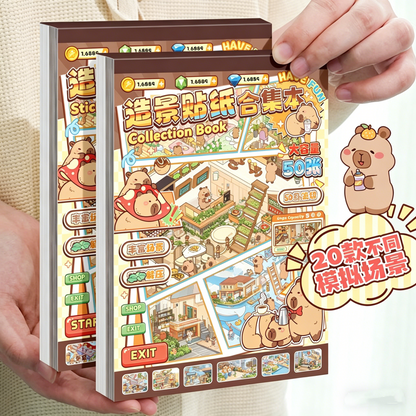 Capybara DIY 3D Scene Stickers Collection Book Large Miniature Scene #258