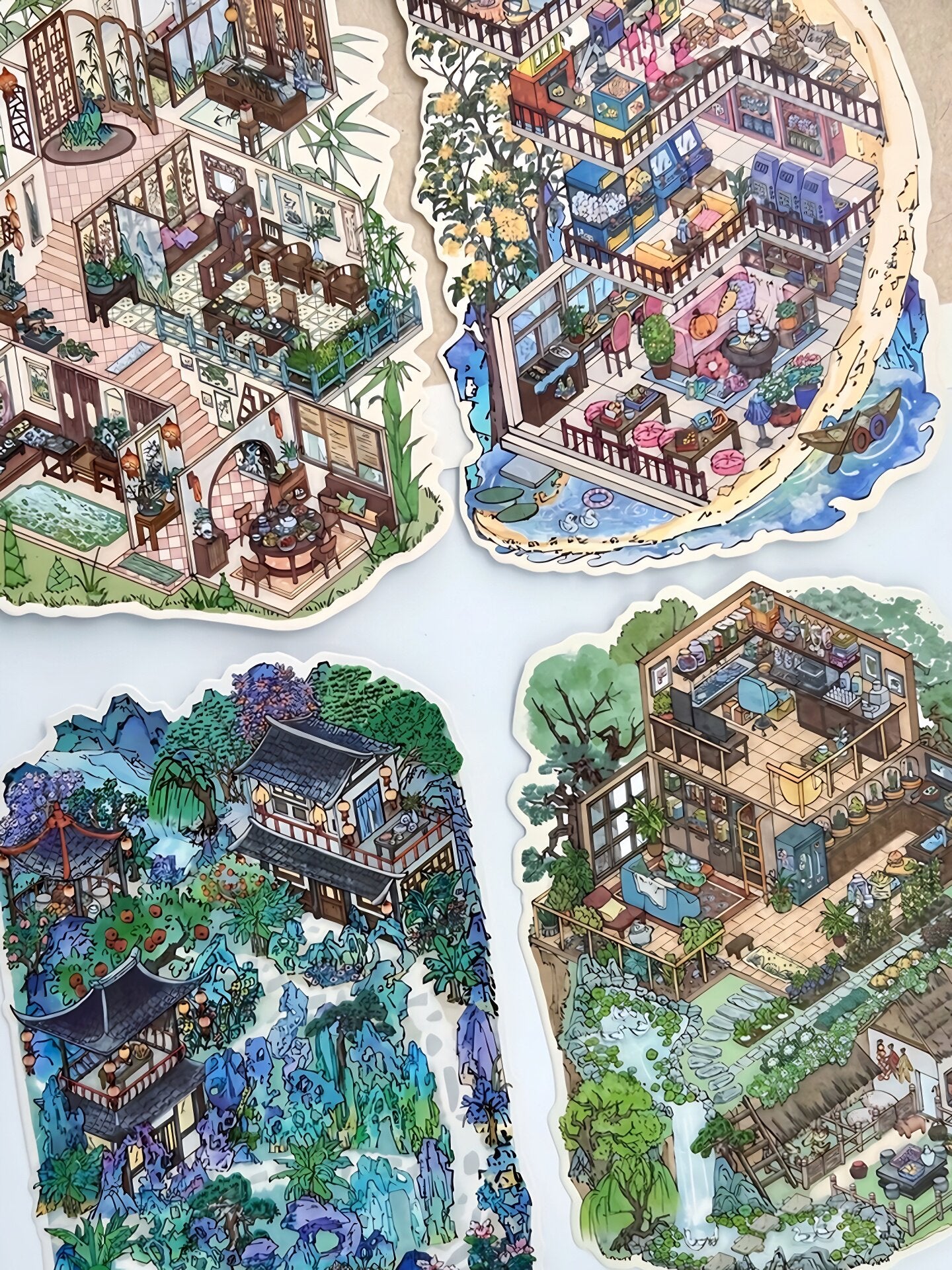 Infeelme's 8th play of DIY 3D Scene Stickers in open today, My Cabin Landscaping Sticker Cute DIY Handmade Miniature Scene Sticker#158