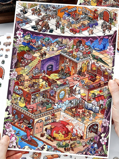 Infeelme's 37th play of DIY 3D Scene Stickers in open today, My Cabin Scene Miniature Landscaping Sticker Large#142
