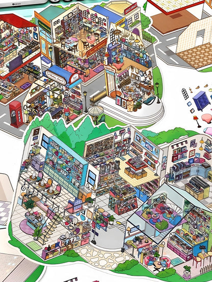 Infeelme's 22nd play of DIY 3D Scene Stickers  in open today, City Street Miniature Scene Stickers Large#117
