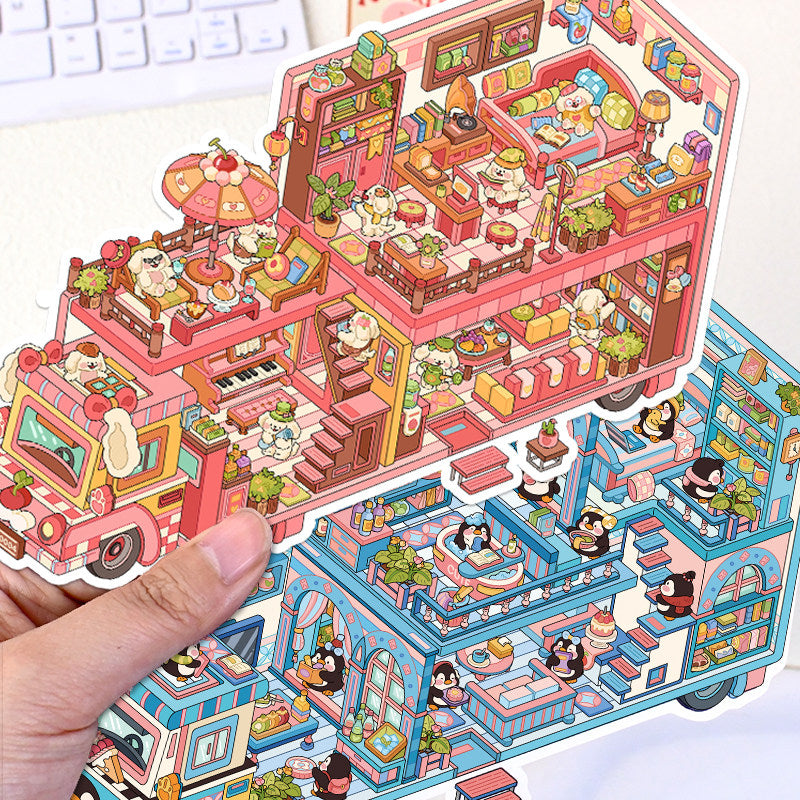 Senyou DIY 3D Scenes Stickers 6.0 RV Miniature Scene Landscaping Sticker #292