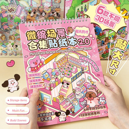 Sticker Small Nose Ga Microhole Miniature Scene Collection This Handbook Scene 3D Stereo Miniature Cabin Girls Children's Educational Toys DIY Handbook Sticker Decoration Creative Sticker#102