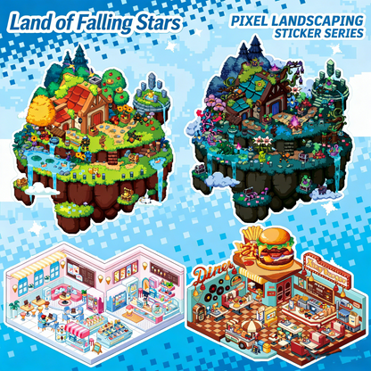 The Land of Falling Stars 6.0 pixel DIY 3D Scene Stickers decompression DIY miniature space#172