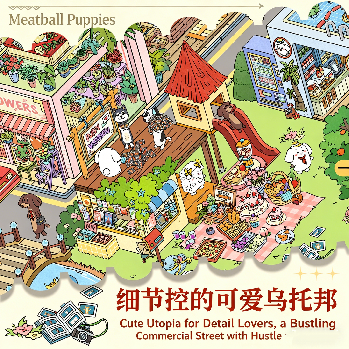 Meatball Puppy Season 6.0 DIY 3D Scene Stickers Handmade DIY Scene Stickers Extra Long Memorial Book Ten Folding Pages #212