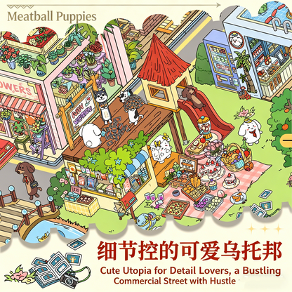 Meatball Puppy Season 6.0 DIY 3D Scene Stickers Handmade DIY Scene Stickers Extra Long Memorial Book Ten Folding Pages #212
