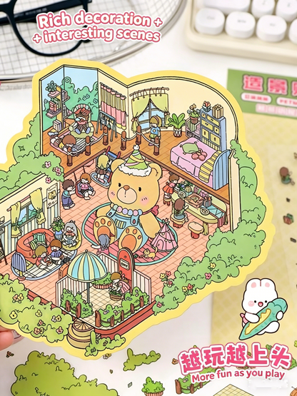 YiLan DIY 3D Scene Stickers 9.0 Extra large version of cute cartoon large bear cabin #228