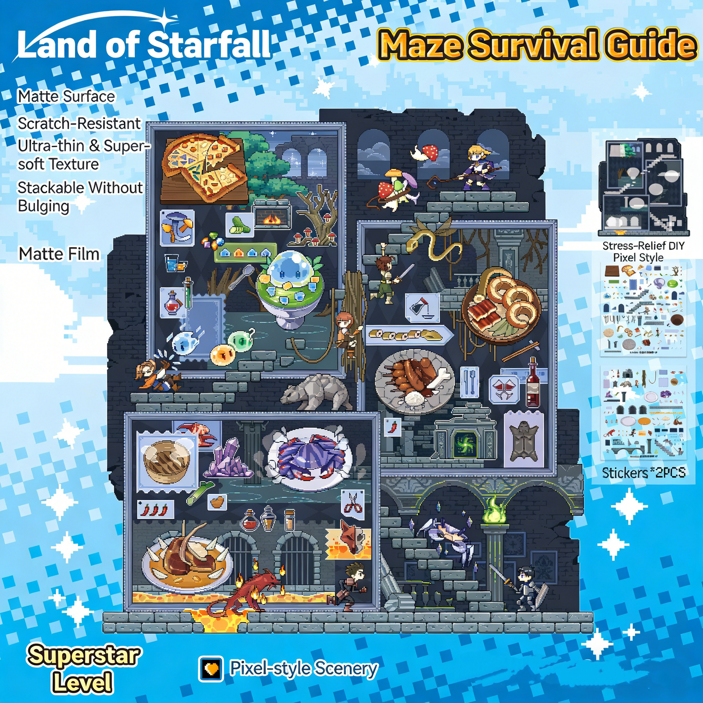 The Land of Falling Stars 5.0 pixel DIY 3D Scene Stickers decompression DIY miniature space#168
