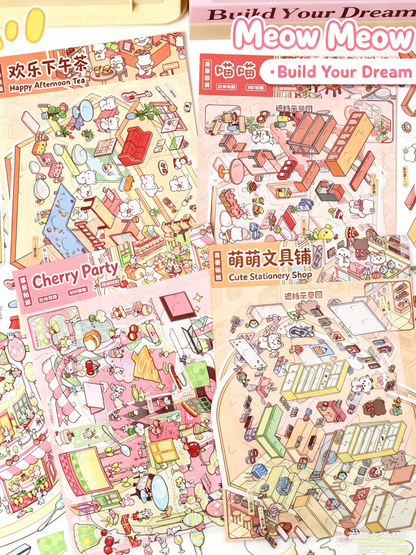 YiLan Small Mini DIY 3D Scene Stickers 3D Stereoscopic Scene Sticker Miniature Scene #241