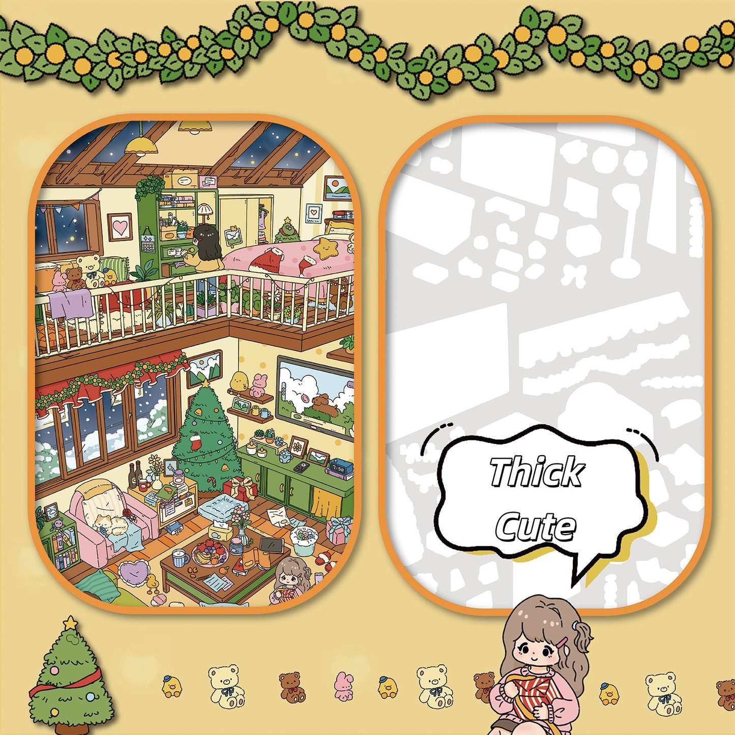 Senyou DIY 3D Scenes Stickers Large Version 30.0 Cute & Warm Loft Apartment Scene Stickers #302