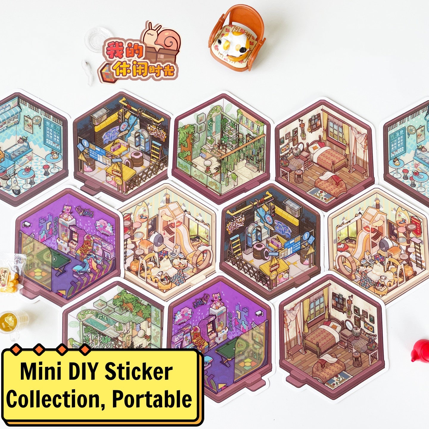 My Leisure Time 4.0 Scene Sticker Collection - Mini & Portable 3D Mini House, DIY Supplies # 22