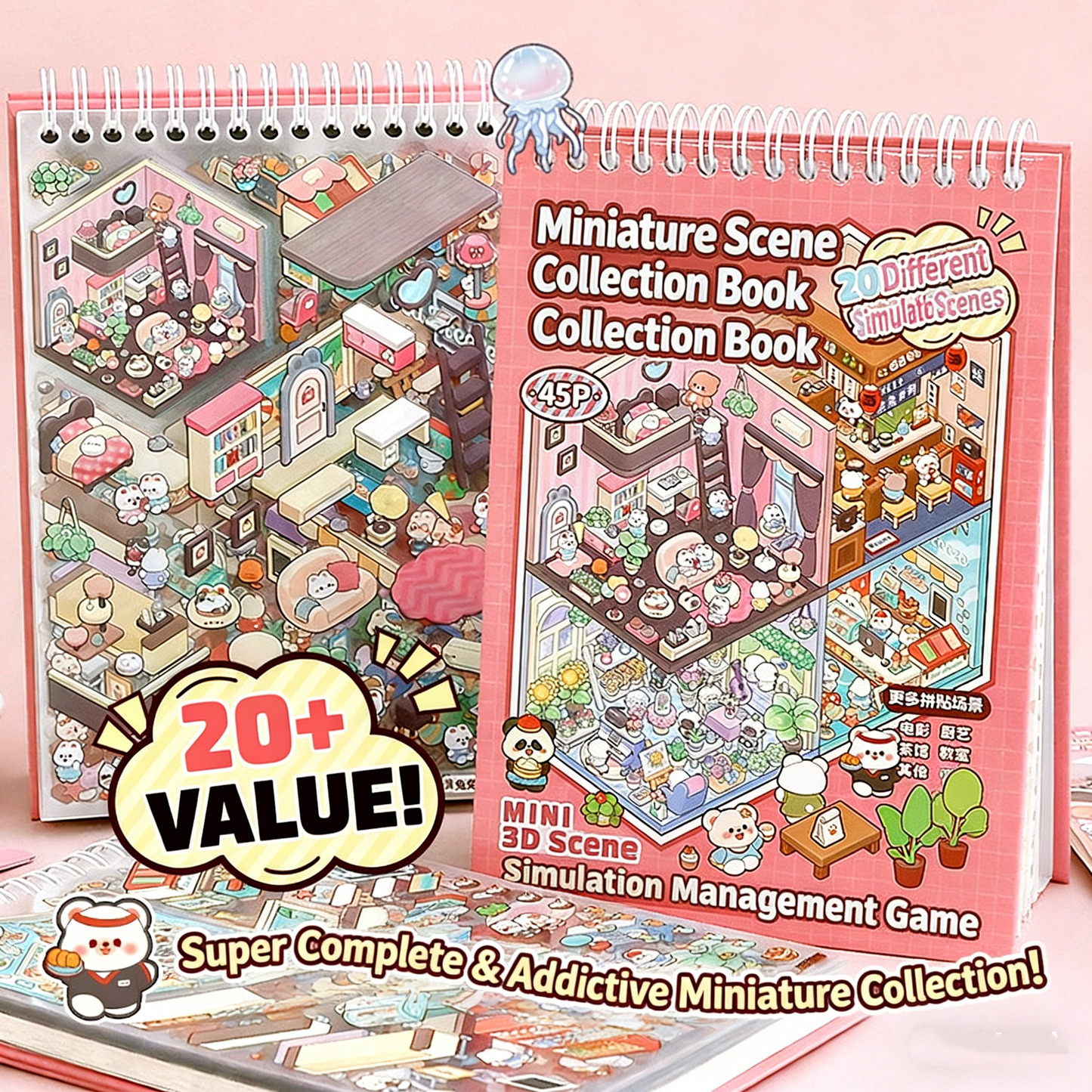 TELADO DIY 3D Scene Stickers collection book landscaping sticker handbook sticker scene sticker 3D three-dimensional miniature hut girl children's educational toy DIY handbook sticker decoration creative sticker#82