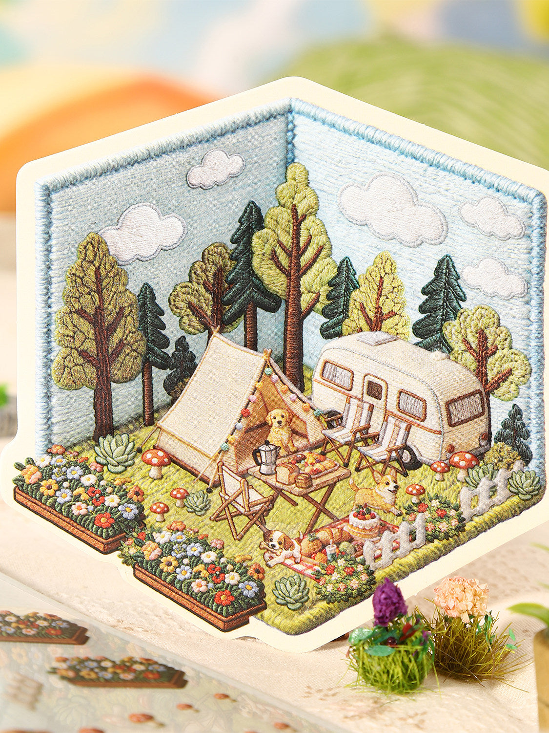 Embroidery Texture DIY 3D Scene Stickers #190