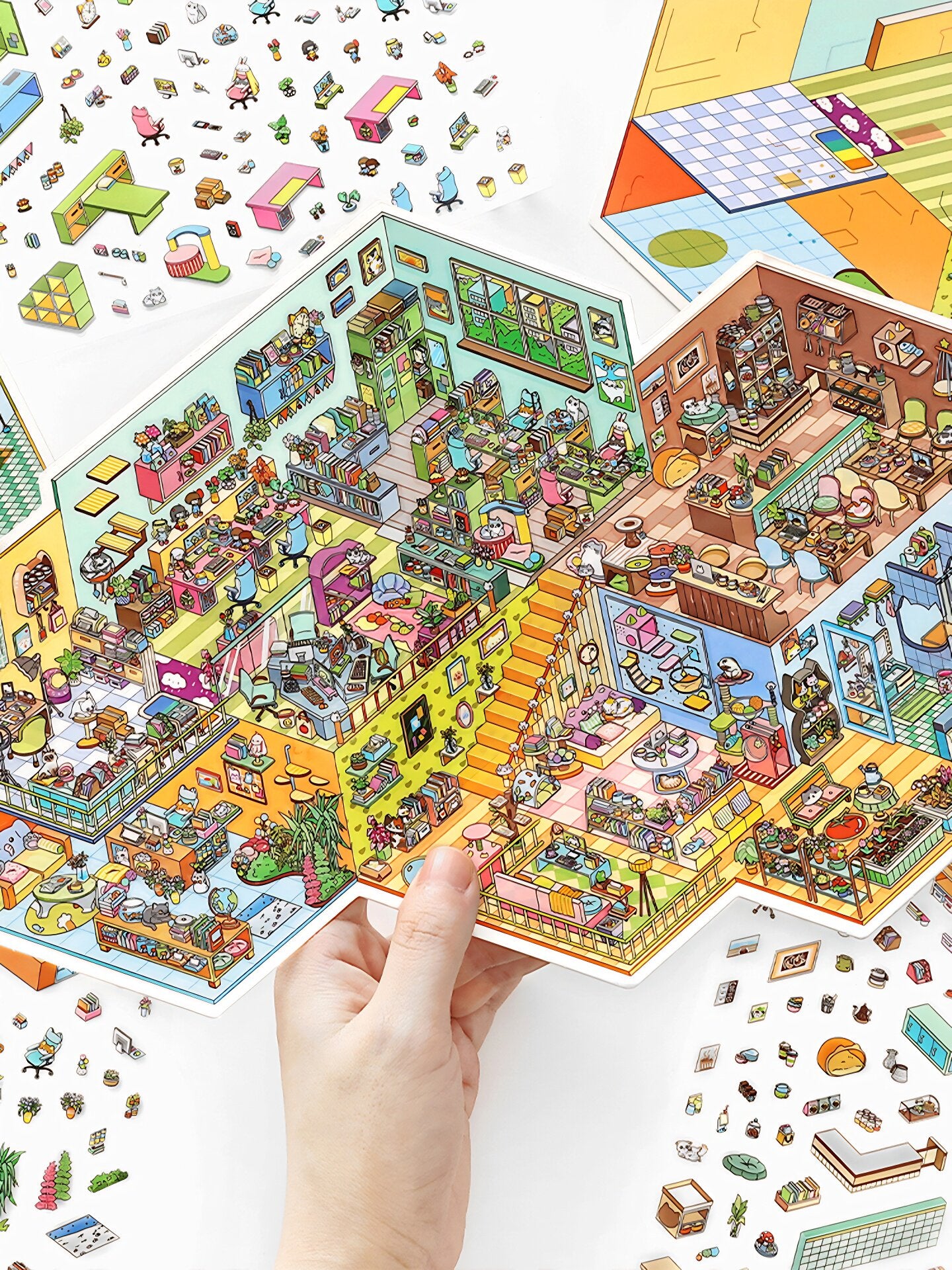 Infeelme's 32nd play of DIY 3D Scene Stickers in open today, 3D hut scene miniature landscaping sticker large sticker#147