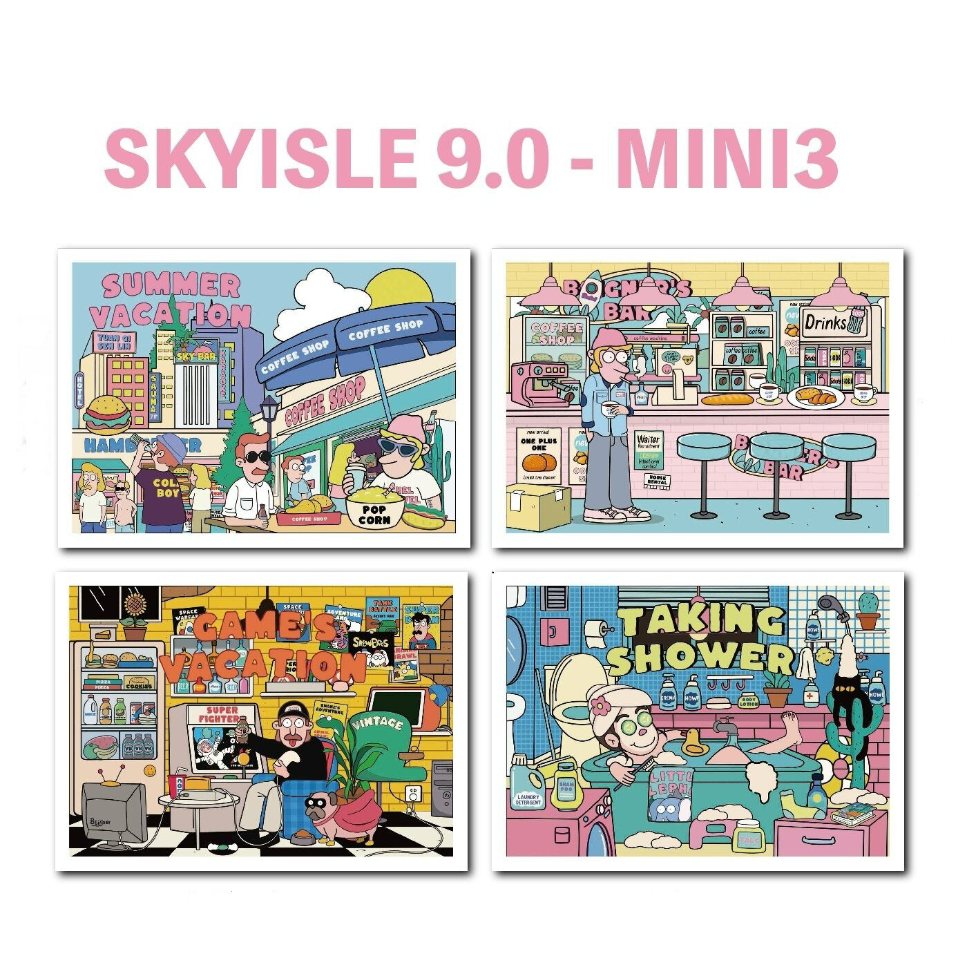 SKYISLE 9.0 DIY 3D Scene Stickers, American comic style, cartoon DIY decompression miniature scene sticker#106