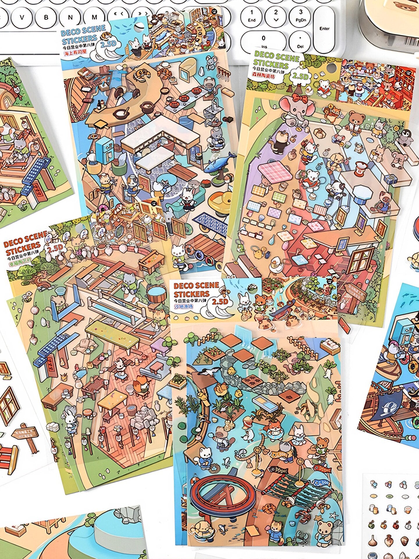 Infeelme's eighth play of DIY 3D Scene Stickers  in open today, 2.5D landscaping sticker large miniature scene three-dimensional hut sticker#110