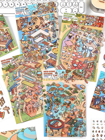 Infeelme's eighth play of DIY 3D Scene Stickers  in open today, 2.5D landscaping sticker large miniature scene three-dimensional hut sticker#110