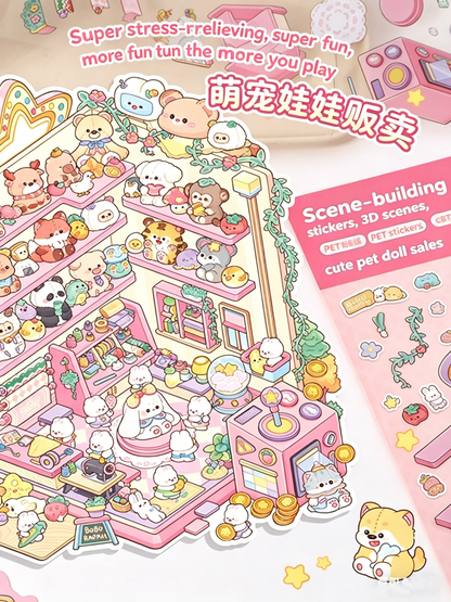 YiLan DIY 3D Scene Stickers 9.0 Extra large version of cute cartoon large bear cabin #228