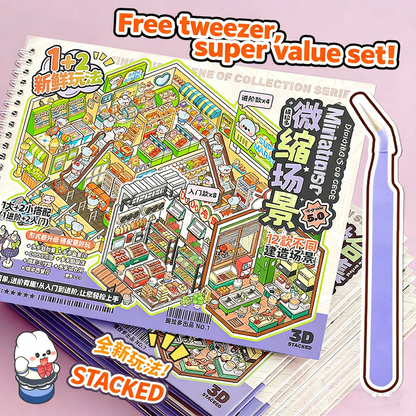 TELADO DIY 3D Scene Stickers collection book 4.0 micro-horror landscaping sticker scene hand account sticker three-dimensional miniature hut girl children's educational toys DIY hand account sticker decorative creative sticker#99