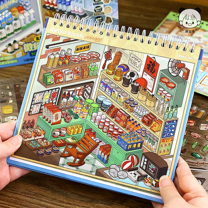TELADO DIY 3D Scene Stickers Collection Book 8.0 Size Goods Landscaping Sticker Handbook Sticker Scene Small Supermarket Cartoon Cabin Girl Children's Educational Toys DIY Snacks Handbook Sticker Decorative Sticker#98
