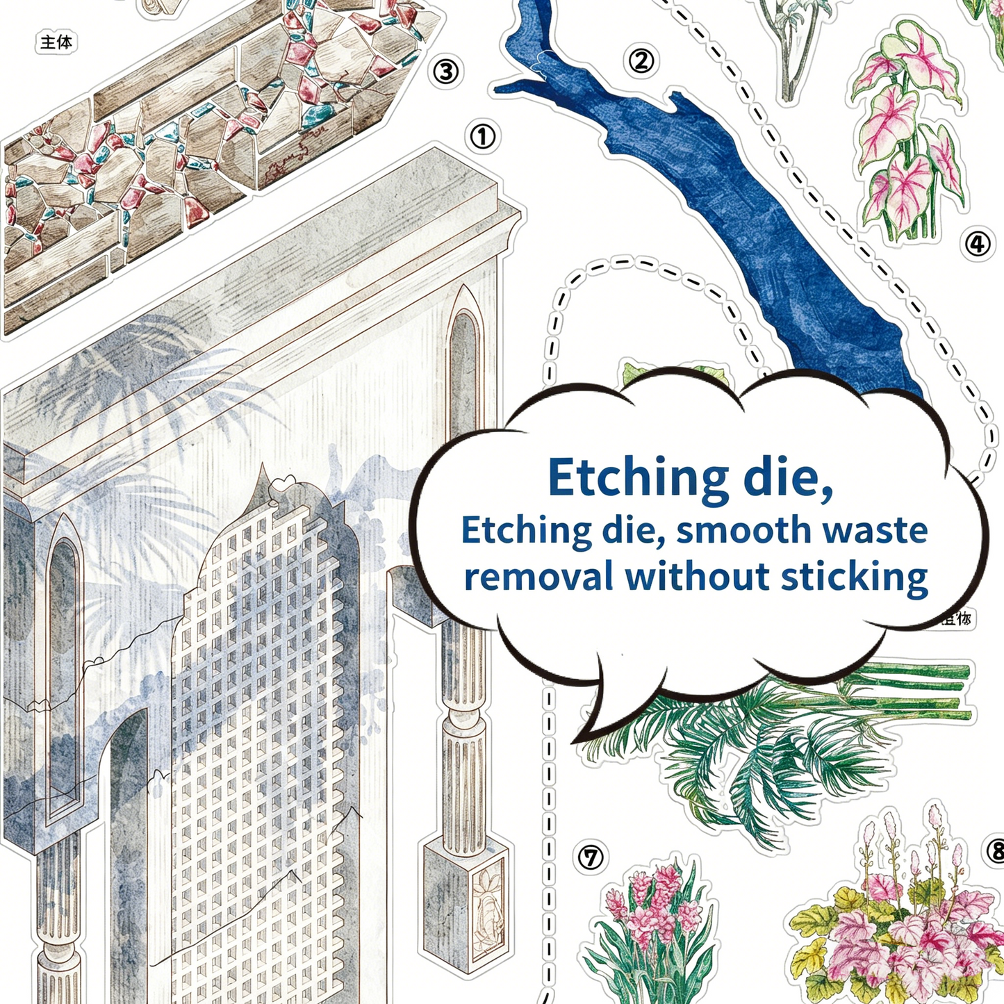 Senyou DIY 3D Scenes Stickers Large version 39.0 Wisteria Courtyard Orchid Creek #289