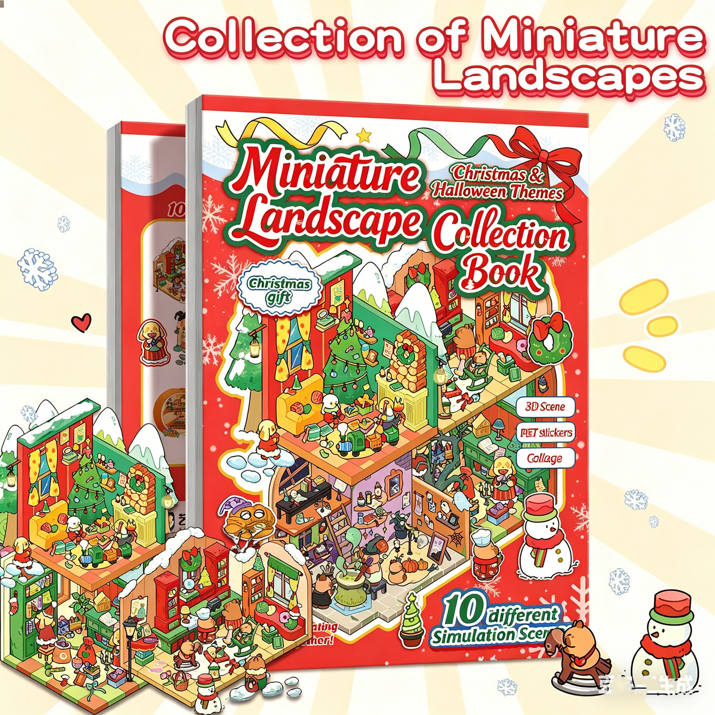 YiLan DIY 3D Scene Stickers Christmas Series Miniature Scene Sticker Collection Book #315