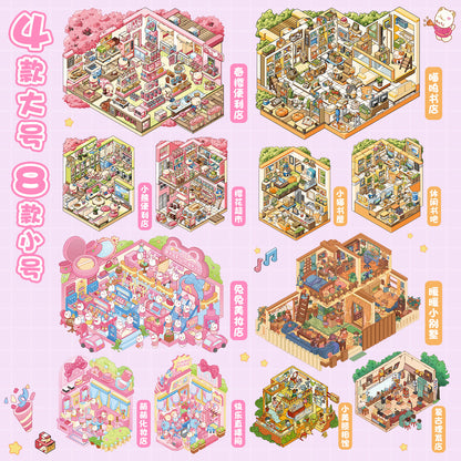 YiLan DIY 3D Scene Stickers Cute Pet Shop Series Miniature Scene Collection Book #323