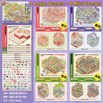 TELADO DIY 3D Scene Stickers Collection Ben 5.0 New Landscaping Sticker Scene Hand Account Sticker Set Three-dimensional Miniature Cabin Girls Children's Educational Toys DIY Hand Account Sticker Decorative Sticker#101