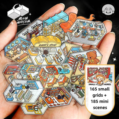 TELADO DIY 3D Scene Stickers Collection book 7.0 Landscaping Stickers Hand Account Stickers Scene Stickers Cartoon Miniature Cabin Girls Children's Educational Toys DIY Hand Account Stickers Decoration Creative Stickers#97