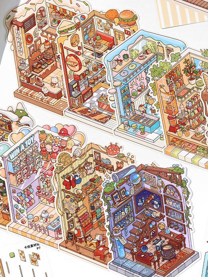 Infeelme new DIY 3D Scene Stickers collection of Meow Meow store is a miniature scene sticker book#157