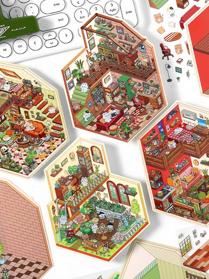 Infeelme's Third play of DIY 3D Scene Stickers  in open today, Large Miniature Scene Island Life Galaxy Home#116