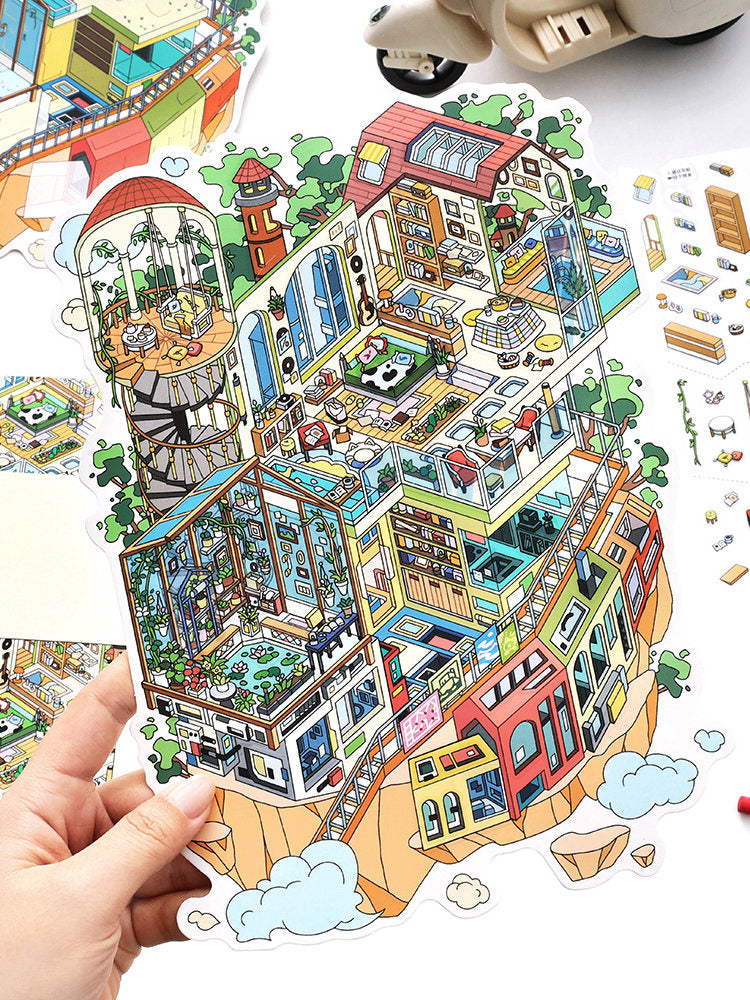 Infeelme's 38th play of DIY 3D Scene Stickers in open today, My Cabin Scene Miniature Landscaping Sticker Large#129