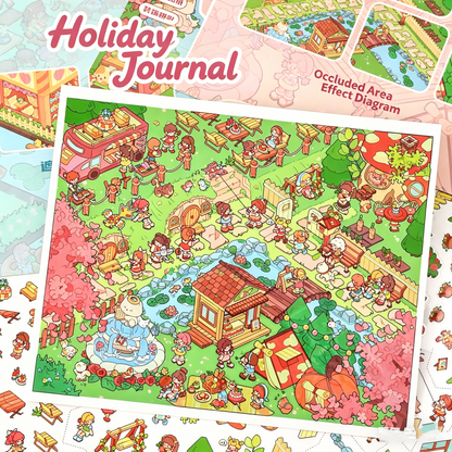 YiLan DIY 3D Scenes Stickers 135.0 Whimsical Town Series Cute Cartoon Miniature Scene Stickers #307