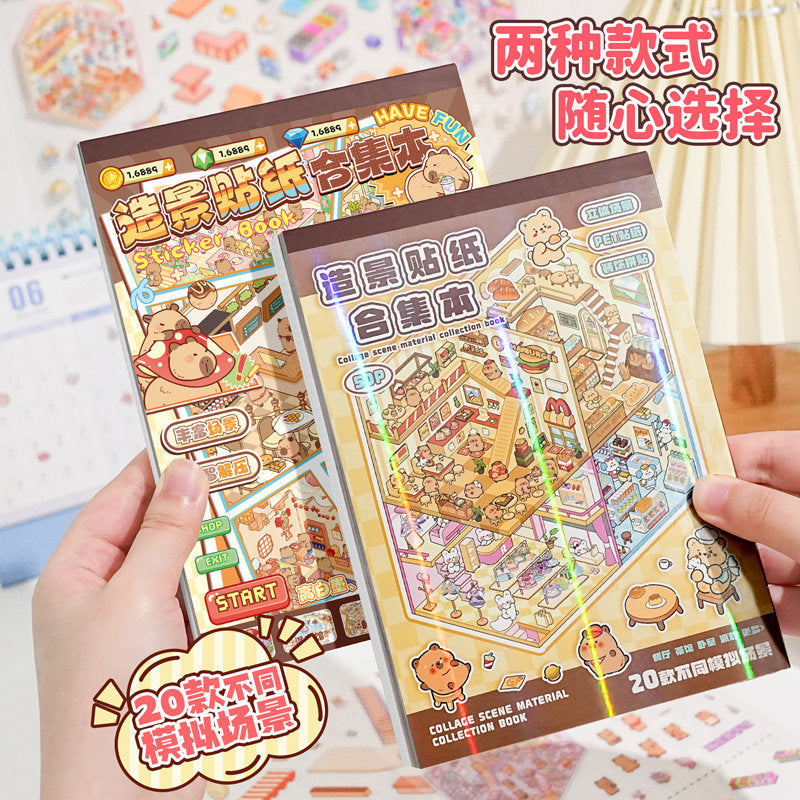 Capybara DIY 3D Scene Stickers Collection Book Large Miniature Scene #258