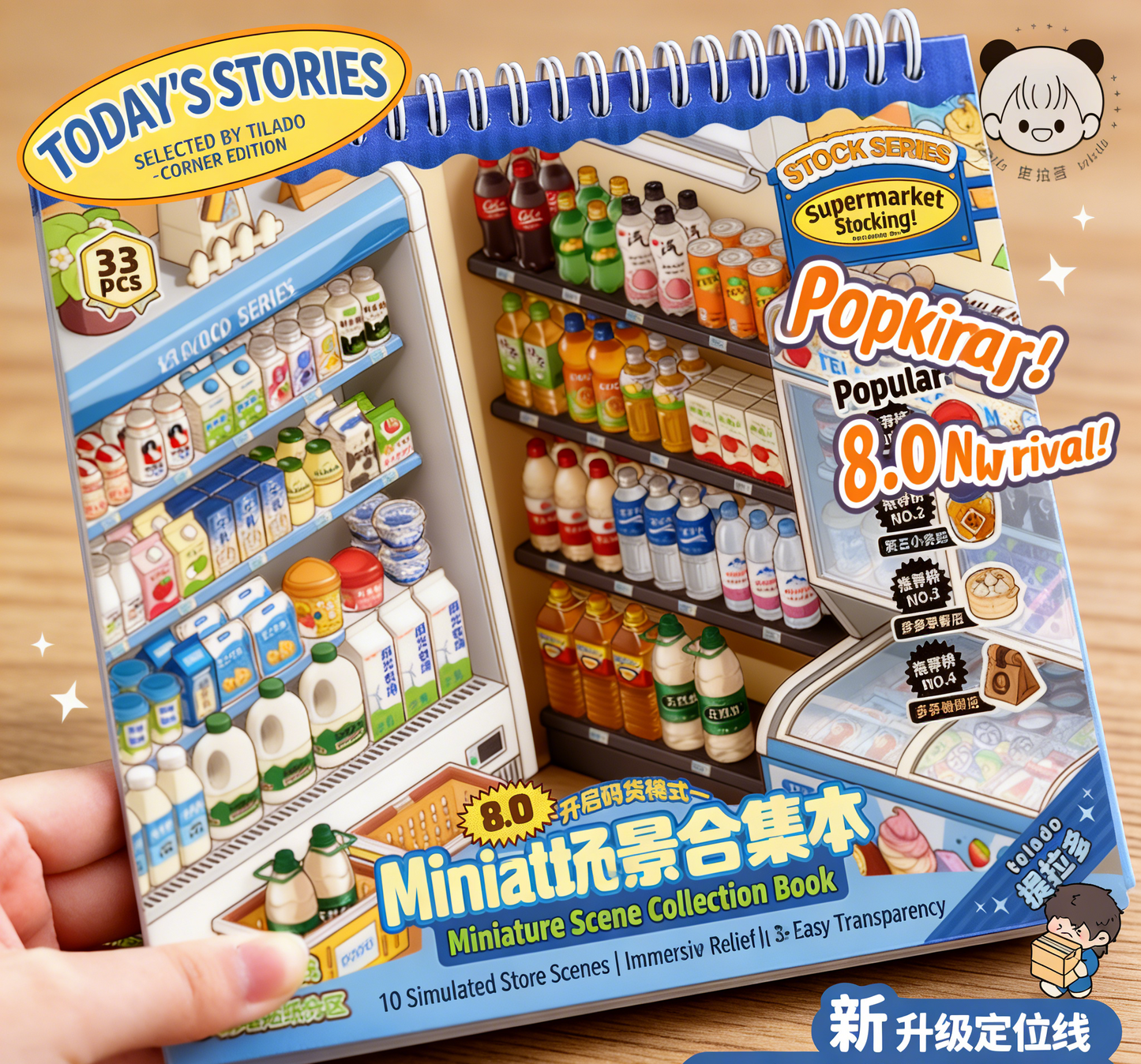 TELADO Miniature Scene Collection Ben Landscaping Sticker Tweezers Set Hand Account Sticker Clip Cartoon Cabin Girl Children Educational Toys DIY Snack Drink Hand Account Sticker Decorative Sticker#90