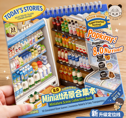 TELADO Miniature Scene Collection Ben Landscaping Sticker Tweezers Set Hand Account Sticker Clip Cartoon Cabin Girl Children Educational Toys DIY Snack Drink Hand Account Sticker Decorative Sticker#90
