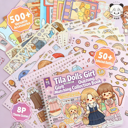 TELADO Beauty Girl Dress Manual Collection Book Girl Children's Educational Toys Princess Dress Up Sticker Book Cartoon Character Clothes Decoration Handbook Sticker Handbook Sticker Makeup Sticker Book#86