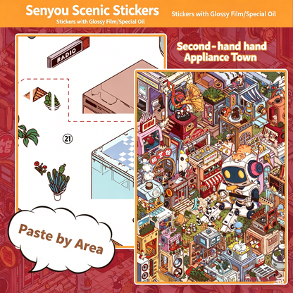 Senyou DIY 3D Scenes Stickers Large version 34.0 second-hand appliances town A4 landscaping sticker #284