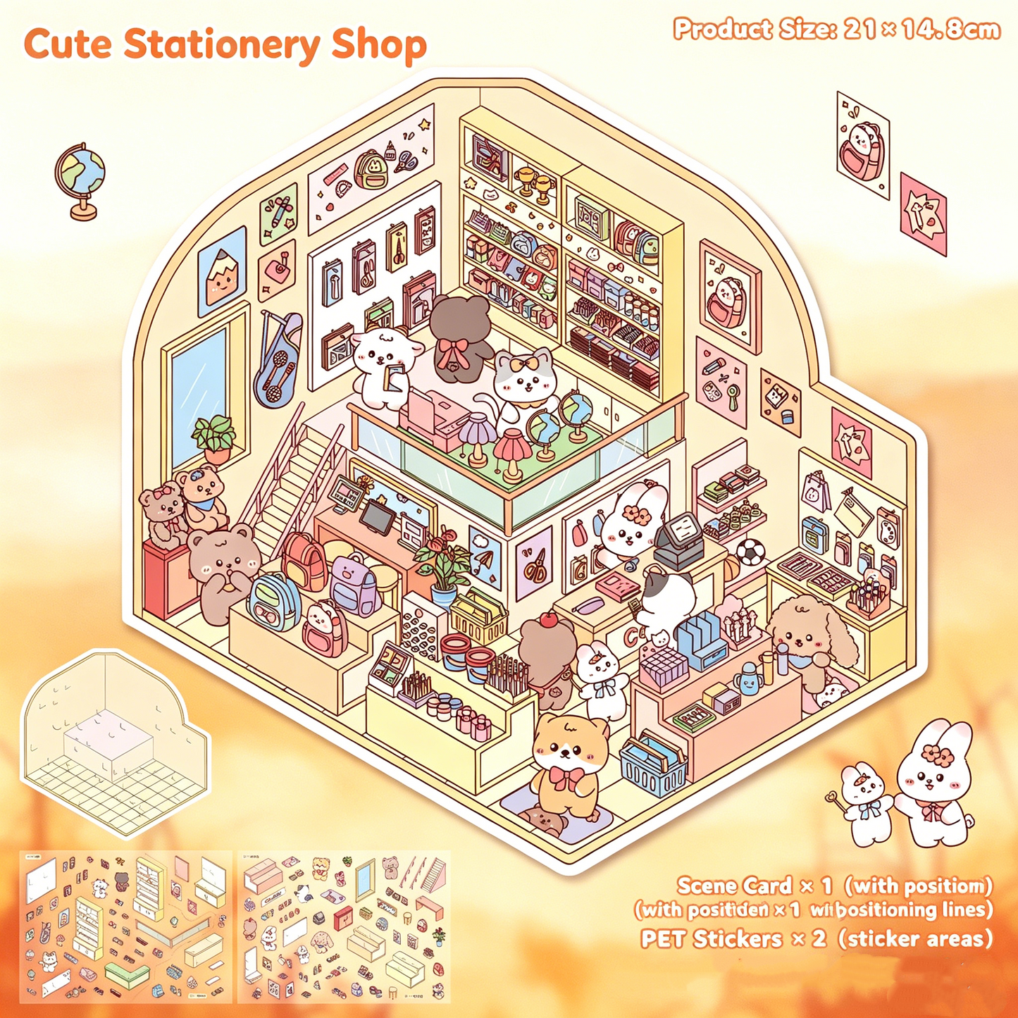 YiLan DIY 3D Scene Stickers Cute Little House Series Small Size Miniature Scene Stickers #312