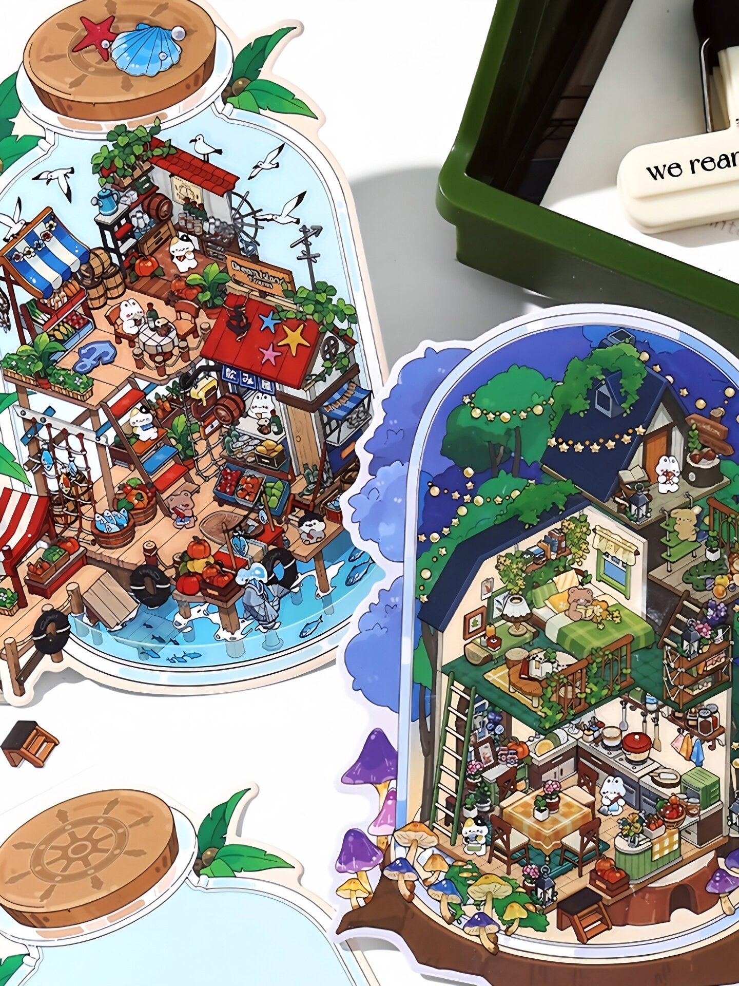 Infeelme's 9th play of DIY 3D Scene Stickers in open today, landscaping sticker large 9.0 miniature scene sticker three-dimensional cabin#138