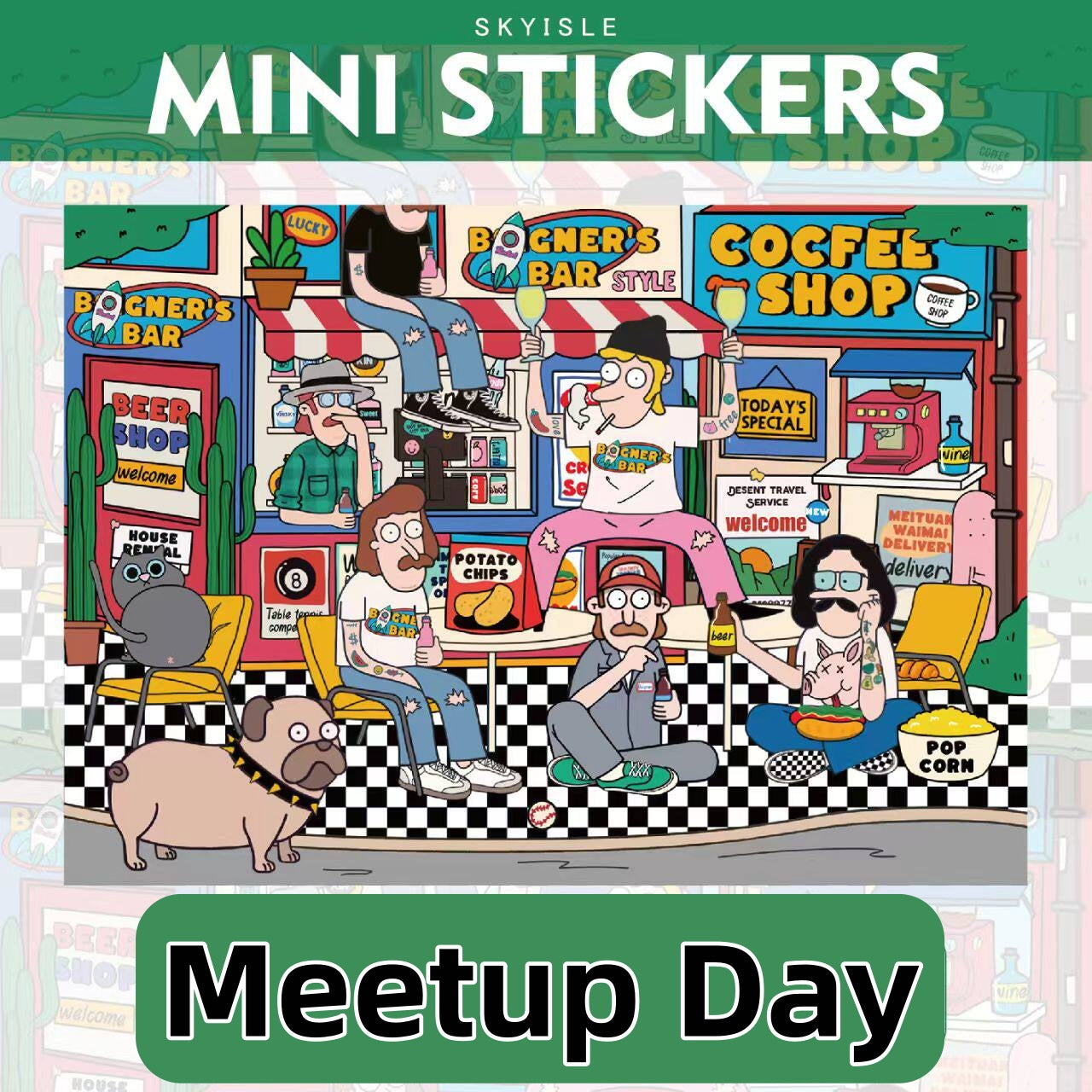 SKYISLE mini1.0 DIY 3D Scene Stickers, modern youth American comic, decompression sticker to decorate miniature scene#104