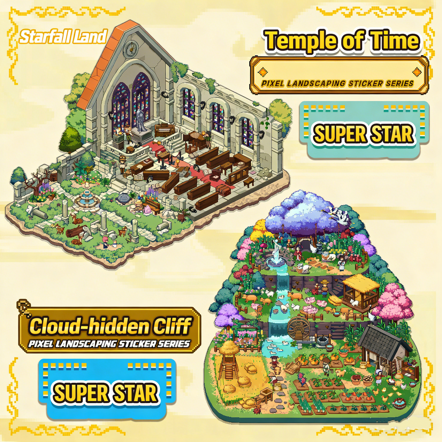 The Land of Falling Stars "all in special" pixel DIY 3D Scene Stickers, decompress DIY miniature scene #167