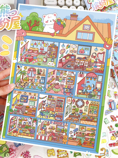 YiLan DIY 3D Scene Stickers 129.0 Large Cute Lattice Three-dimensional Cabin #231