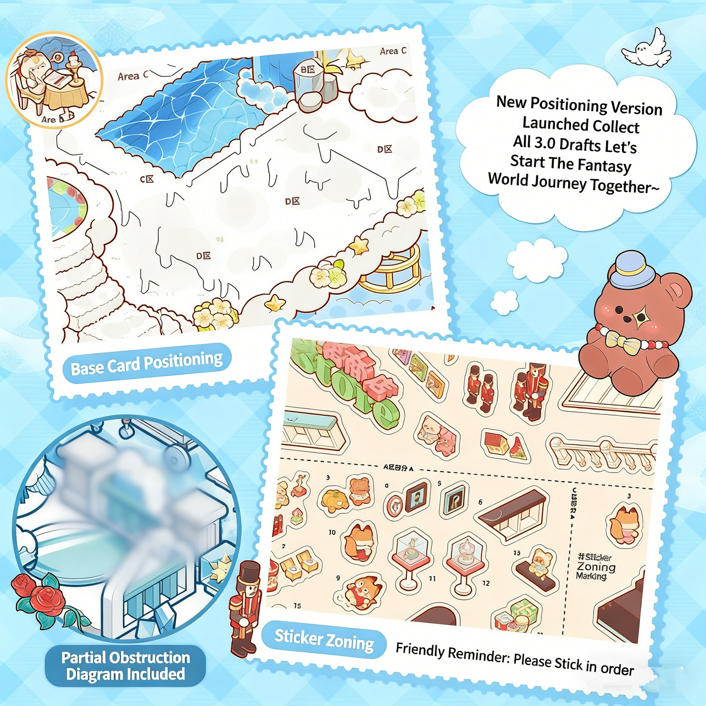 TELADO DIY 3D Scene Stickers bound book collection 3.0 landscaping sticker scene hand account sticker three-dimensional miniature hut girl children's educational toy DIY hand account decoration creative sticker#89