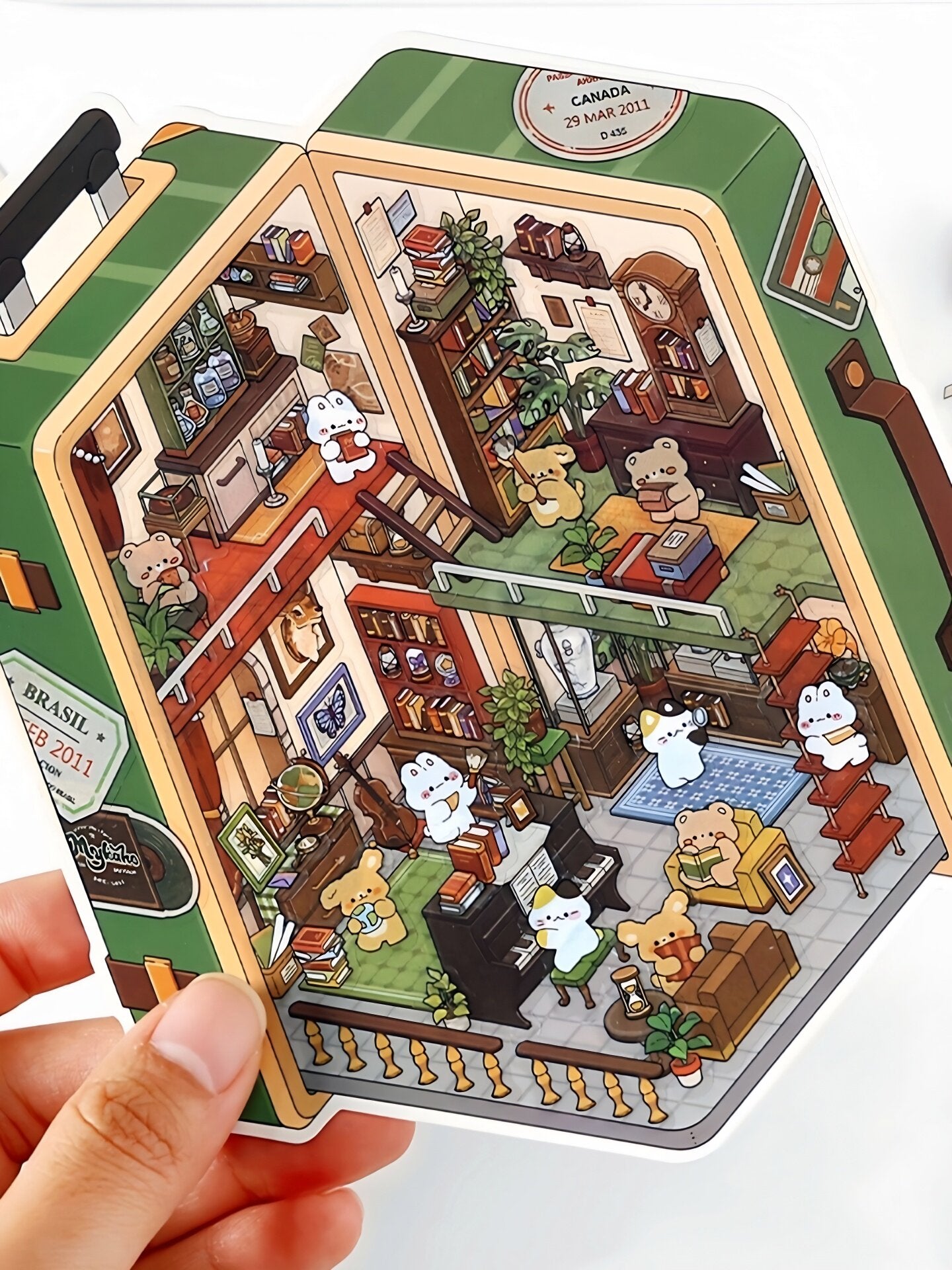 Infeelme's 6th play of DIY 3D Scene Stickers in open today,  landscaping sticker hut miniature scene sticker large#155
