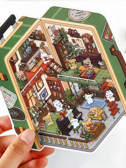 Infeelme's 6th play of DIY 3D Scene Stickers in open today,  landscaping sticker hut miniature scene sticker large#155