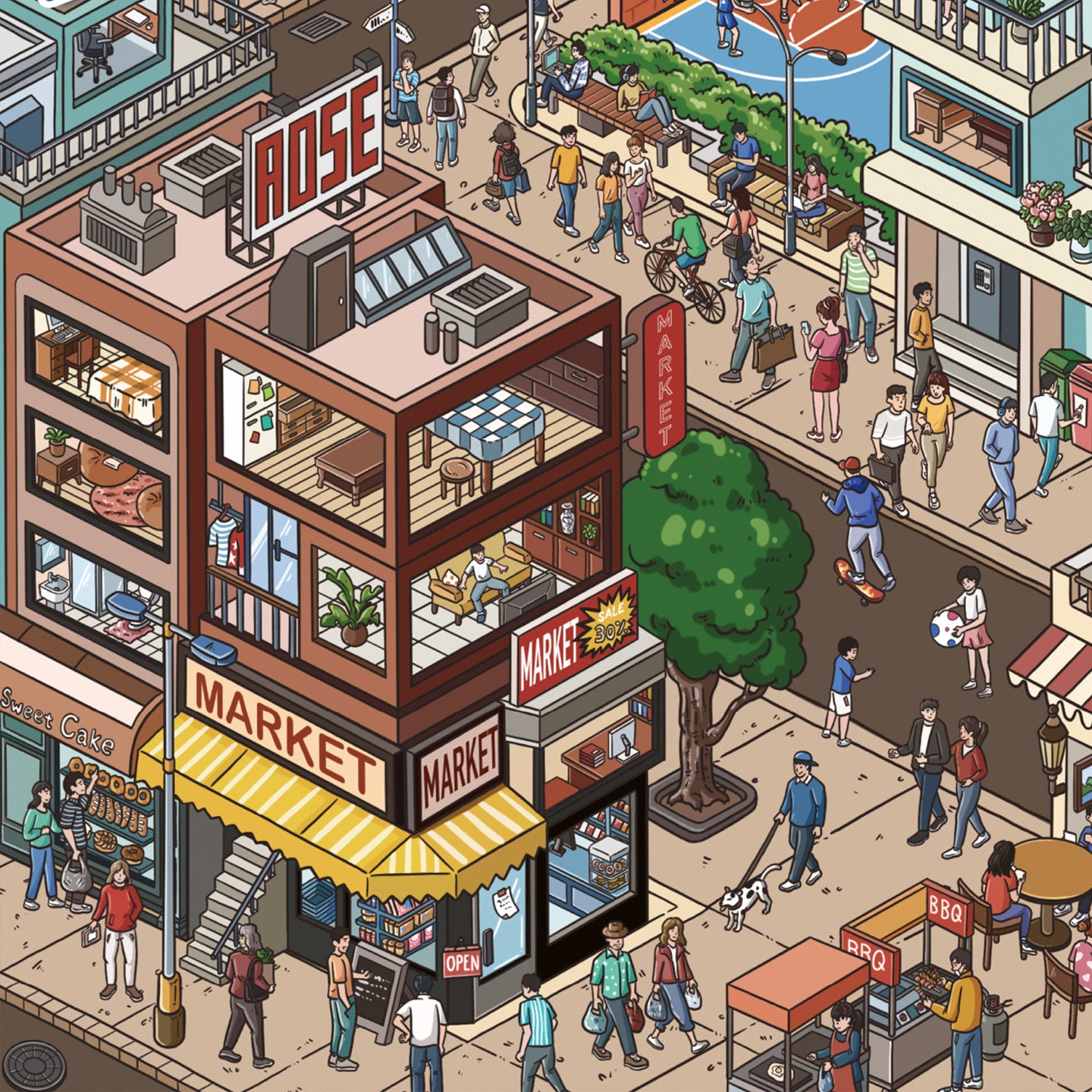 YiLan DIY 3D Scene Stickers 119.0 Street View Series Special Oil Process Miniature Scene Stickers #313