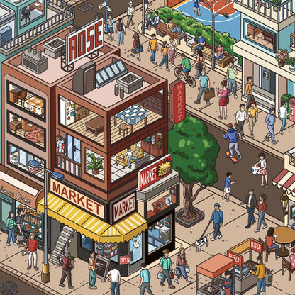 YiLan DIY 3D Scene Stickers 119.0 Street View Series Special Oil Process Miniature Scene Stickers #313