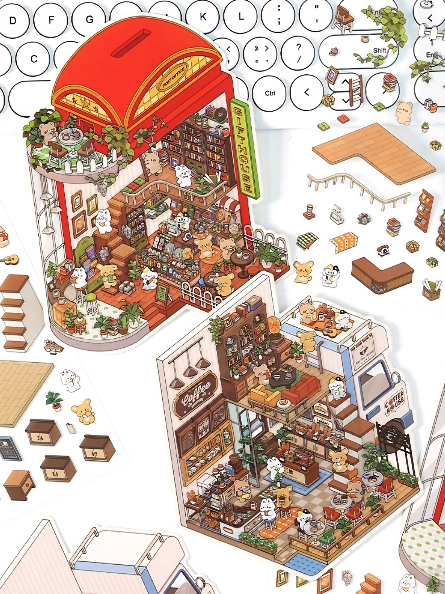 Infeelme's 6th play of DIY 3D Scene Stickers in open today,  landscaping sticker hut miniature scene sticker large#155