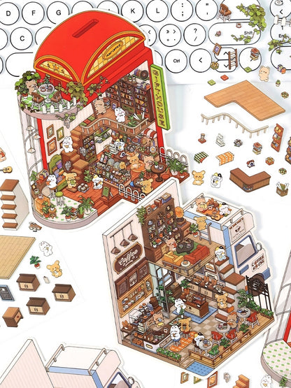 Infeelme's 6th play of DIY 3D Scene Stickers in open today,  landscaping sticker hut miniature scene sticker large#155
